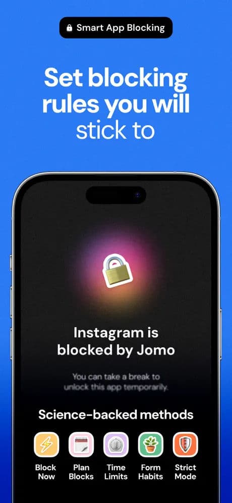 JOMO App Store screenshot style
