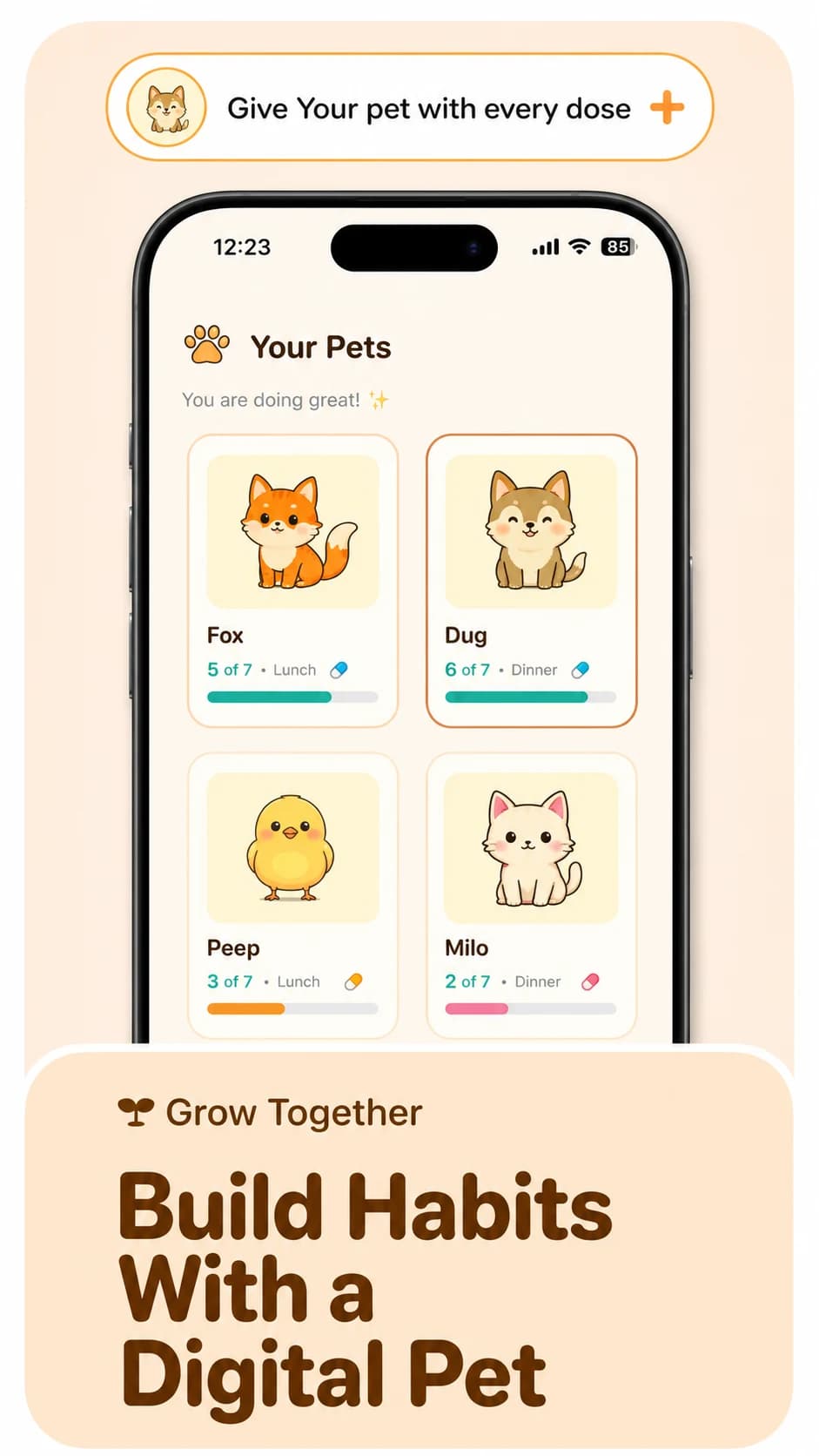 PillPet App Store screenshot style